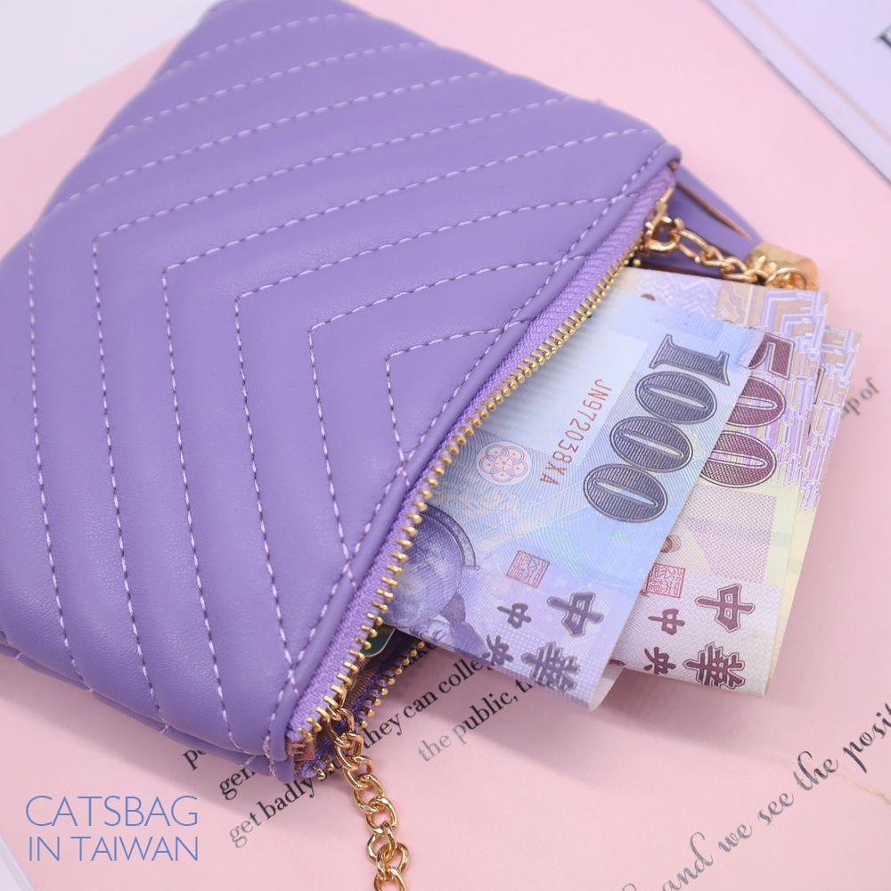 現貨👍V字紋皮革零錢包卡包零錢包鑰匙包卡包 | Catsbag Shop
