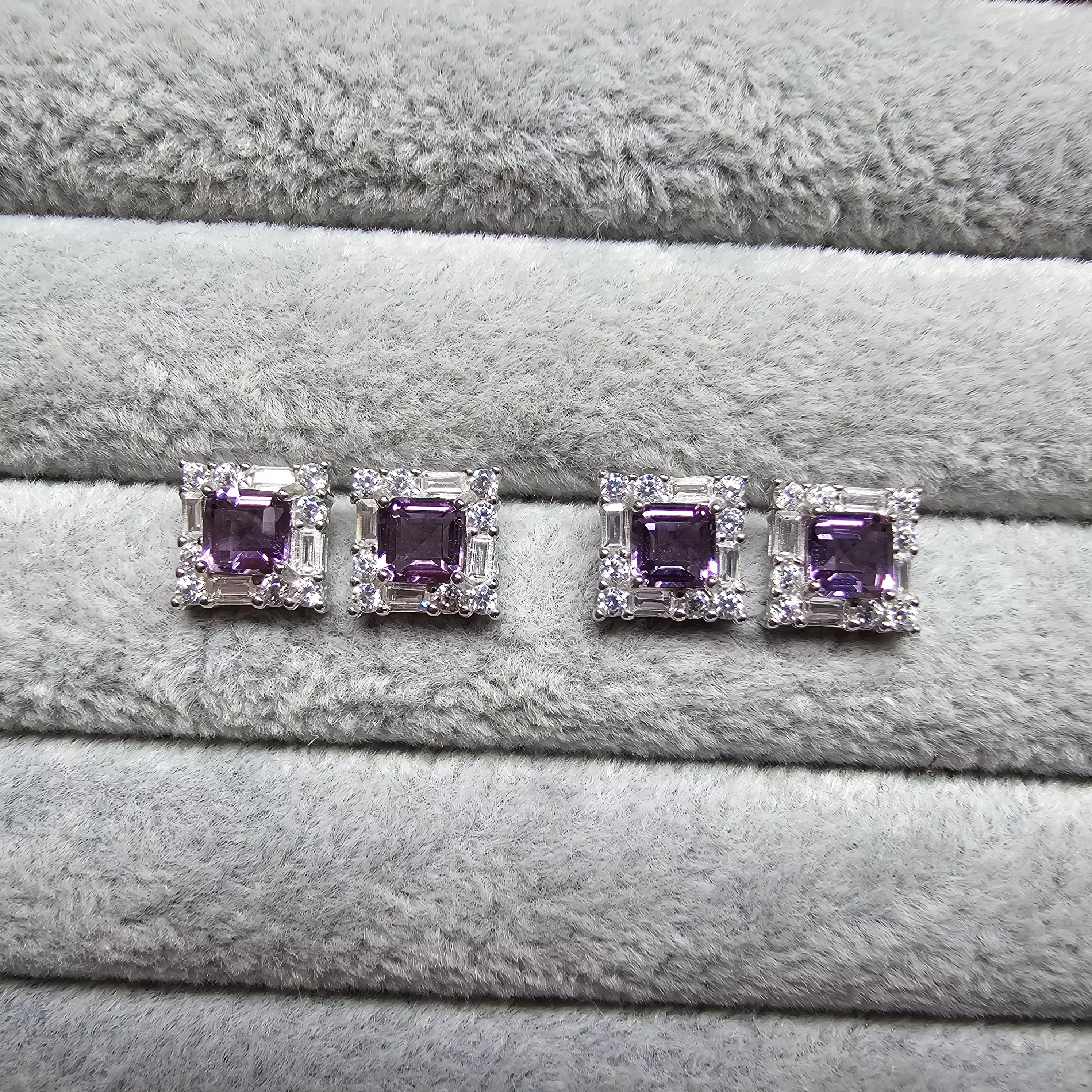 紫水晶｜S925純銀耳飾｜耳針款