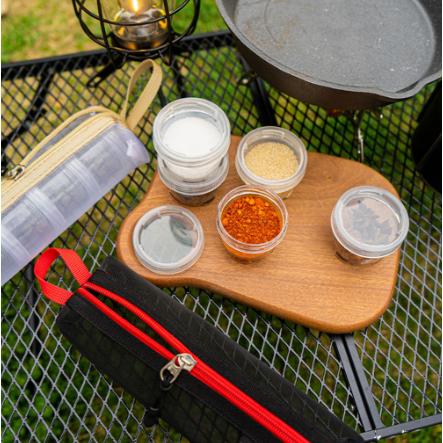 【營伙蟲1194】調料瓶5件套裝 戶外便攜可拼接旅行露營野餐釣魚燒烤調味盒帶收納袋