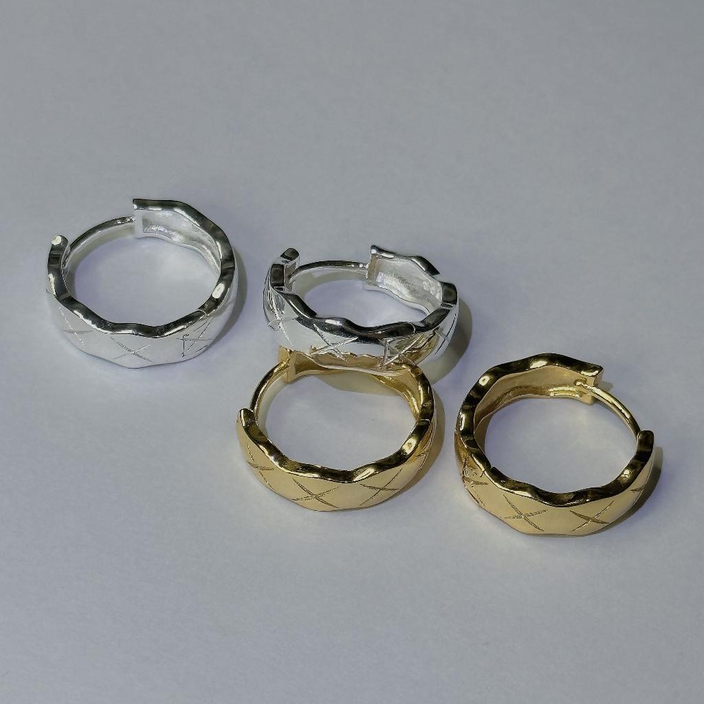 S925純銀 ❘ X紋圈型耳環