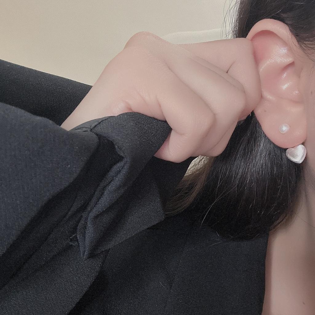 S925純銀 ❘ 珍珠愛心後掛式耳環