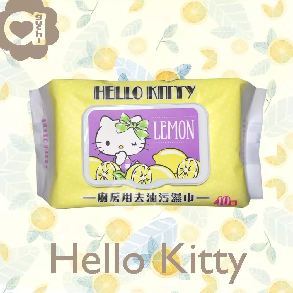 Hello Kitty 凱蒂貓 廚房用去油污濕巾/濕紙巾 (加蓋) 40 抽