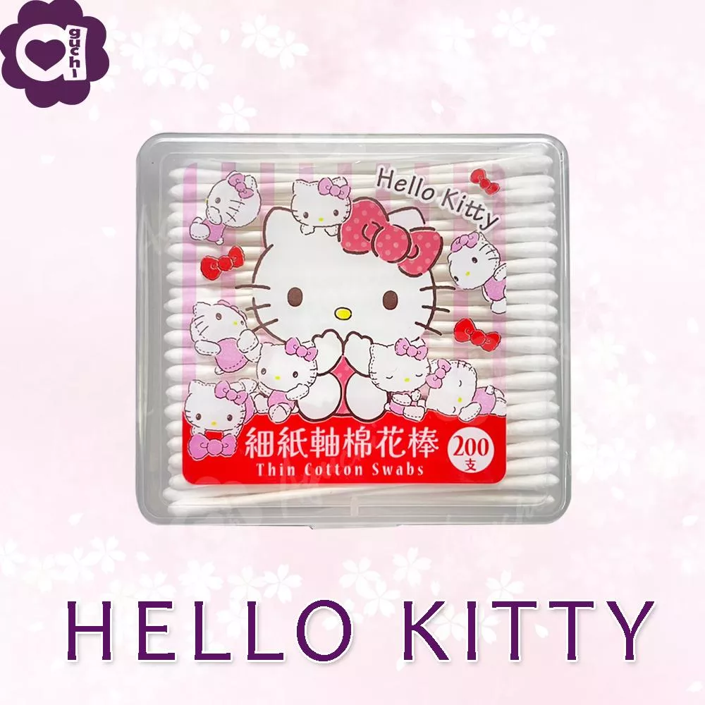 Hello Kitty 細紙軸棉花棒 200 支 (盒裝)