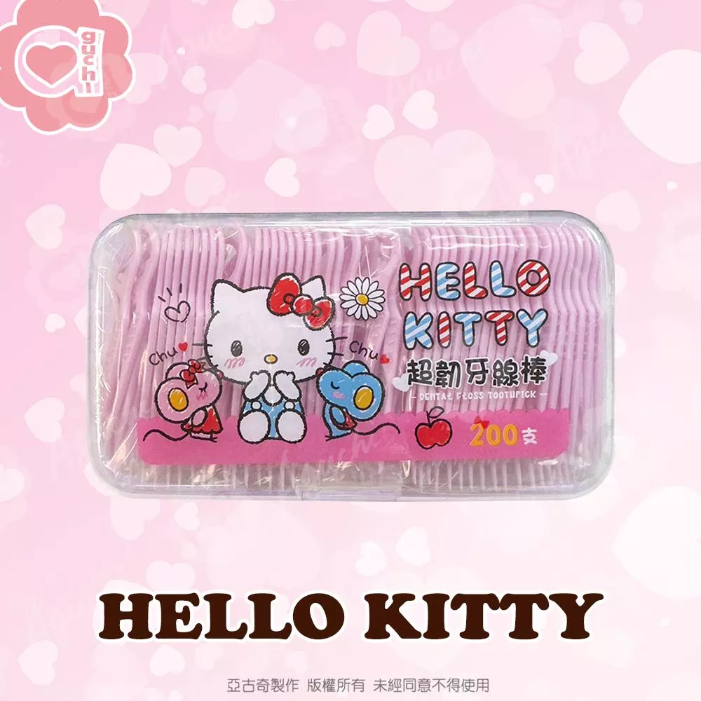 Hello Kitty 凱蒂貓超韌牙線棒 200支(盒裝)