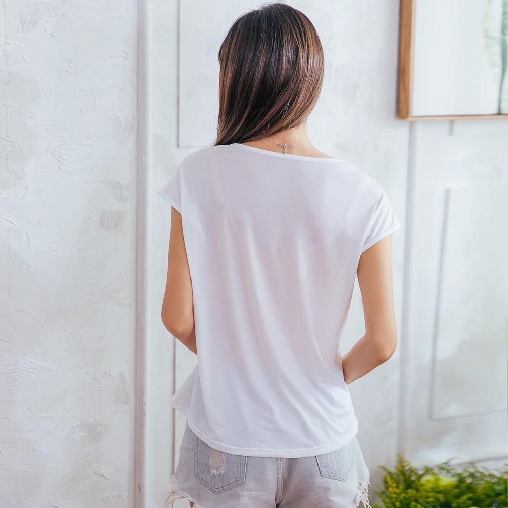 彈性顯瘦修身【NEONER涼感衣】超細涼感絲包袖圓領T恤-白