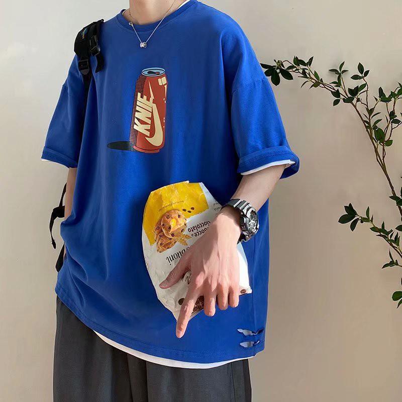 夏季新款可樂罐印字超火寬松上衣T恤3色 M-5XL