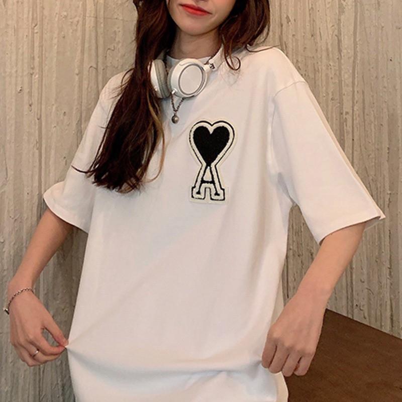 新款韓版刺繡字母愛心上衣短袖T恤2色 M-XL