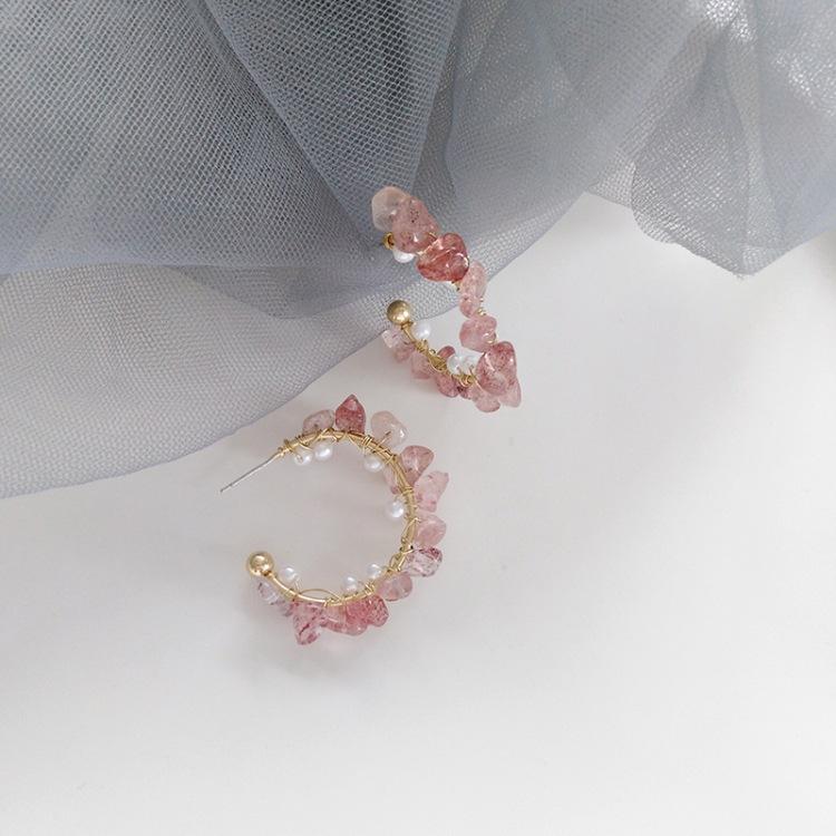 S925銀針C字形狀唯美珍珠氣質耳環
