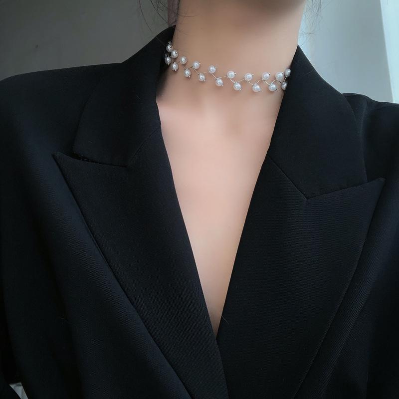氣質日韓網紅同款個性甜美珍珠鎖骨鏈清新簡約仙氣頸鍊