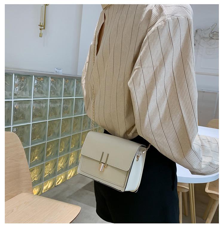 新款韓版時尚洋氣單肩斜挎純色鏈條小方包6色