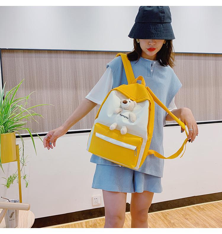 韓版原宿風學生少女雙肩卡通可愛小熊大容量背包4色