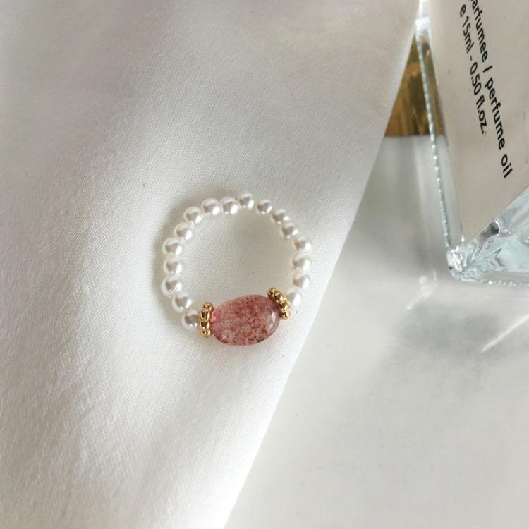 韓國潮流淑女個性珍珠串珠氣質修手指街拍戒指