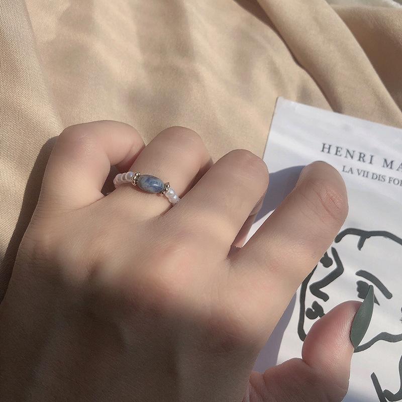 韓國潮流淑女個性珍珠串珠氣質修手指街拍戒指
