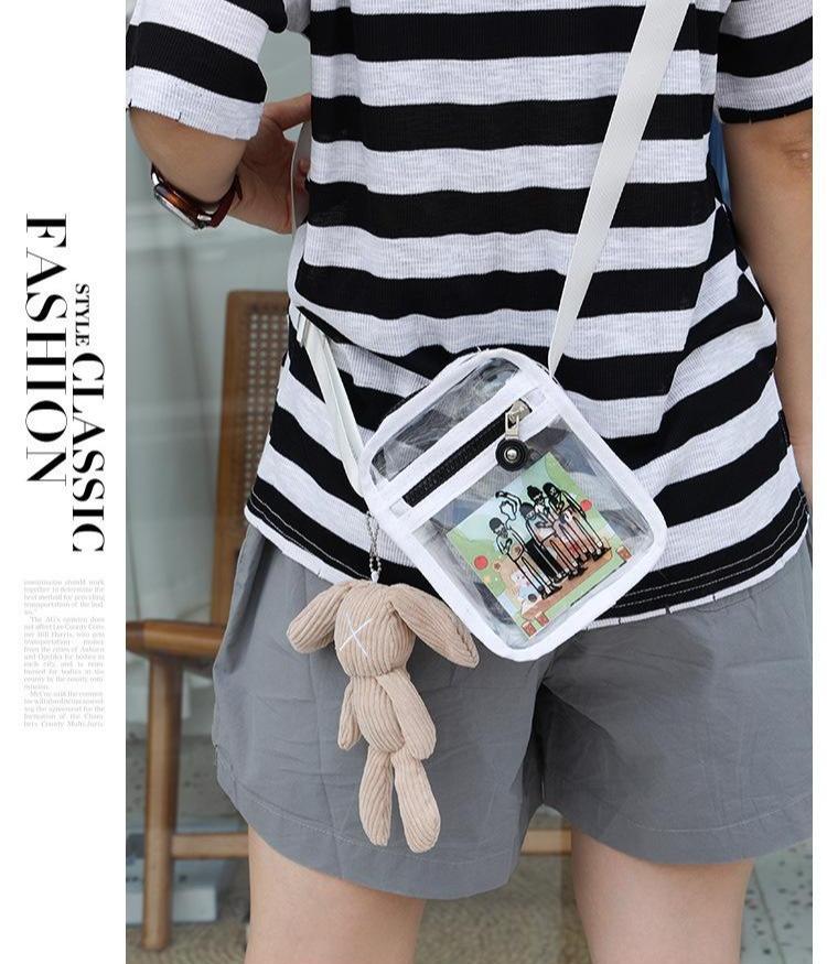個性透明小包包夏季時尚斜挎休閒韓版情侶單肩包2色