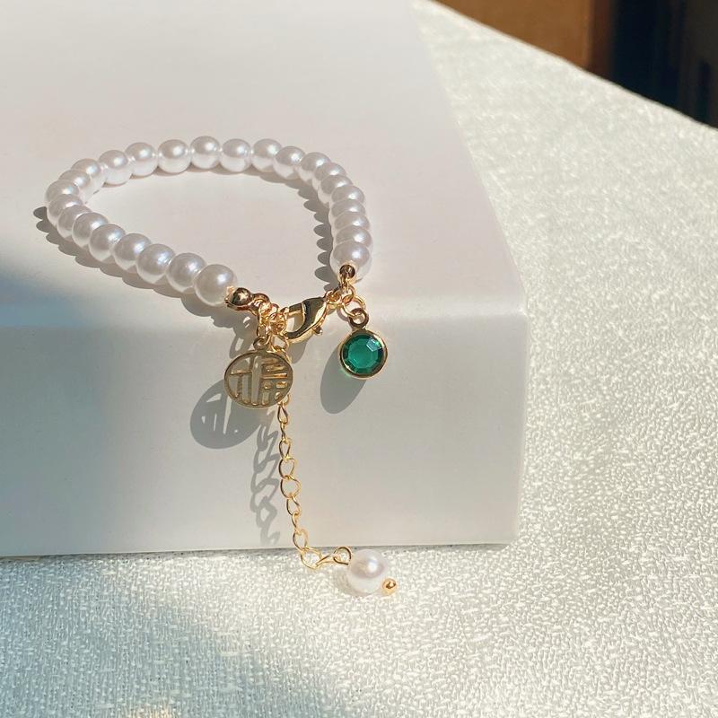 日韓風珍珠手鍊時尚優雅氣質宮廷風金屬質感手飾