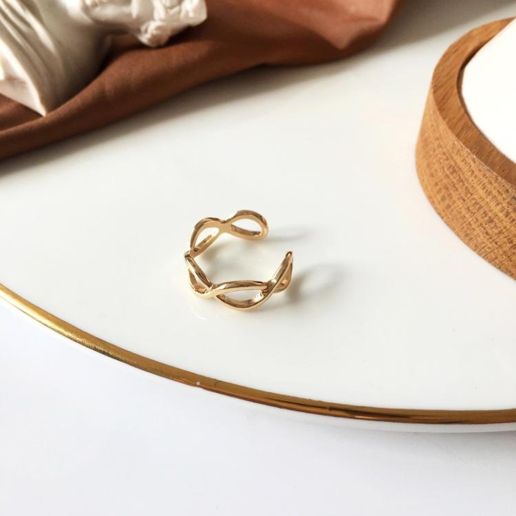 個性簡約鏤空波浪狀金屬時尚設計開口戒氣質歐美手飾