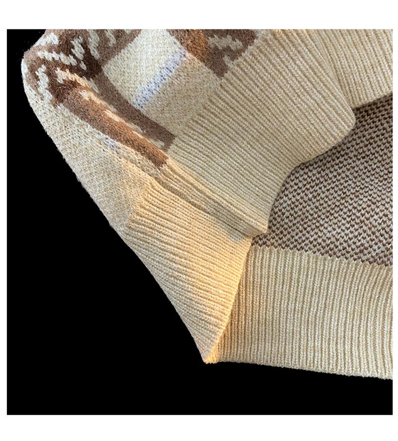 針織格子英倫風秋冬設計感韓版長袖寬鬆毛衣2色