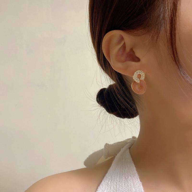 S925銀針日韓風時尚幾何圖案精緻日常滴油耳飾