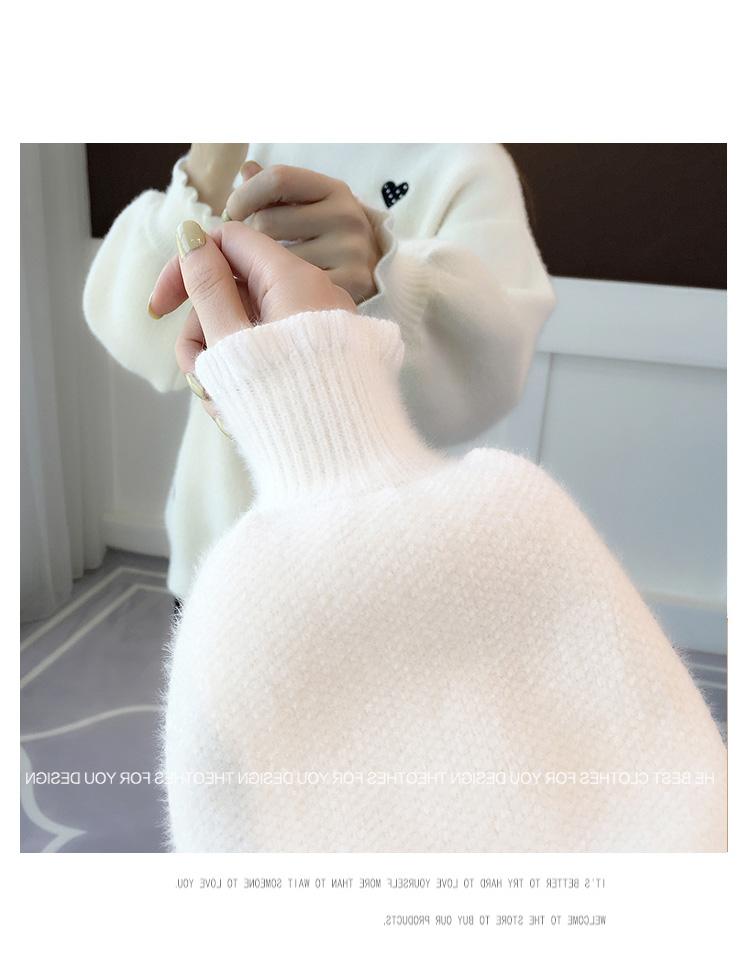 毛衣針織衫秋冬設計感韓版刺繡高領長袖上衣3色