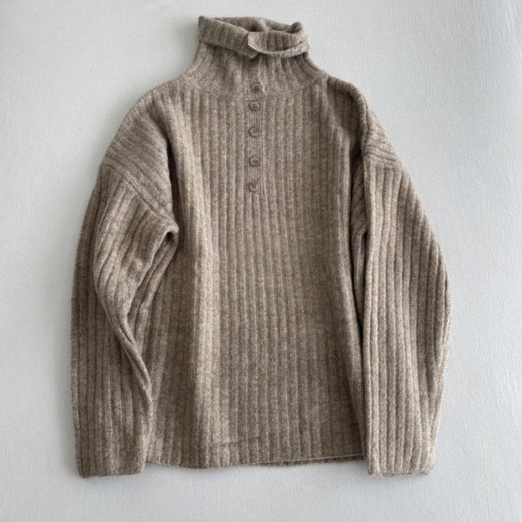 秋冬寬鬆慵懶風顯瘦高領設計感小眾針織衫5色