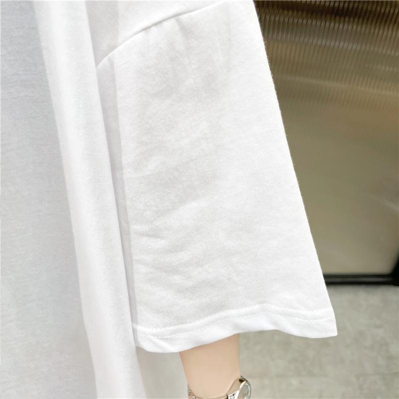純棉寬鬆不規則開叉短袖夏季洋氣設計感上衣M-2XL
