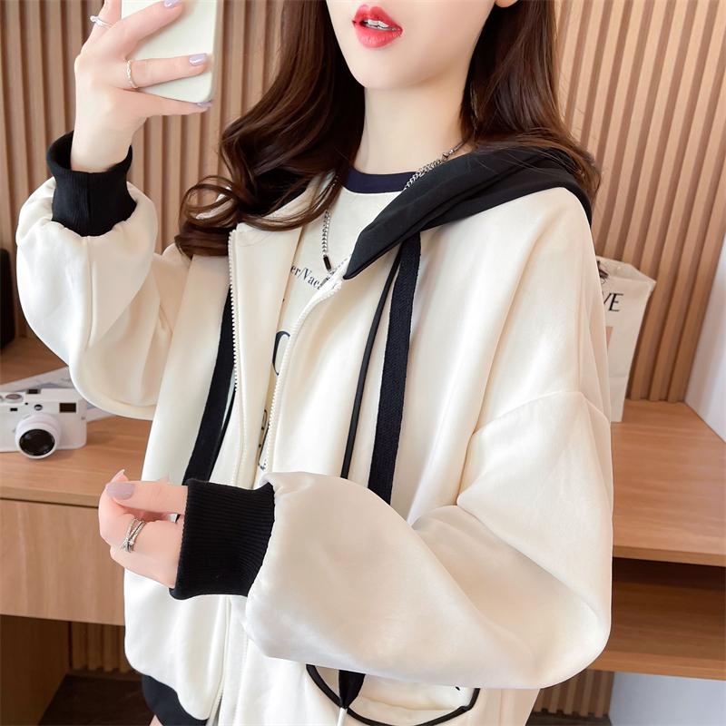 華棉複合貝貝絨棒球服純色韓版拉鍊外套兩色 M-2XL