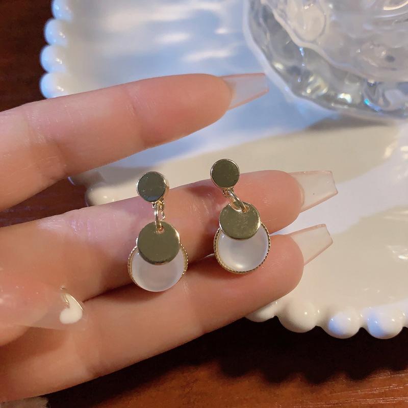 S925銀針氣質小巧圓片溫柔簡約設計耳環