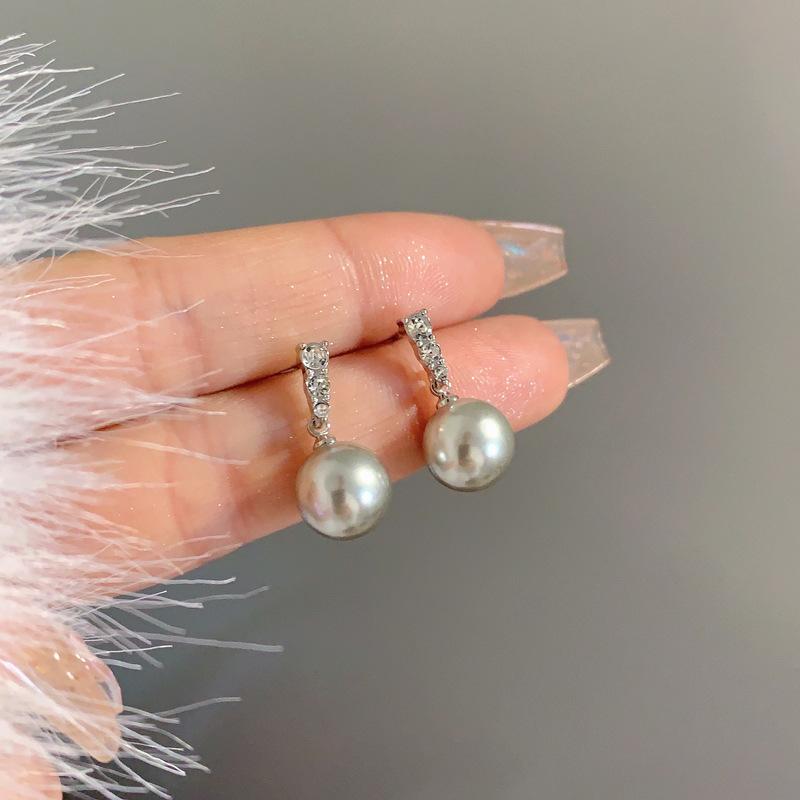 S925銀針高級感復古珍珠氣質輕奢鑲鑽耳環