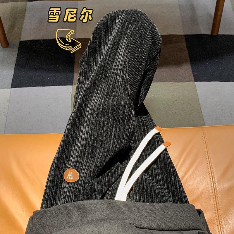 原版筷子條布料日系慵懶墜感直筒雪尼爾闊腿褲三色 M-2XL