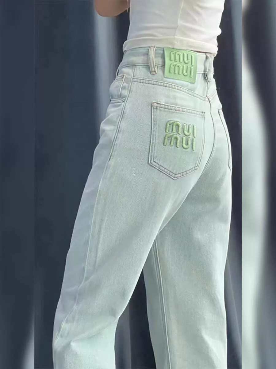韓系薄荷綠時尚牛仔褲 XS-3XL