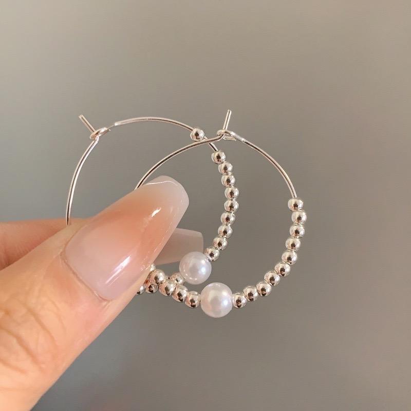 甜酷風圓形珍珠個性時尚耳環