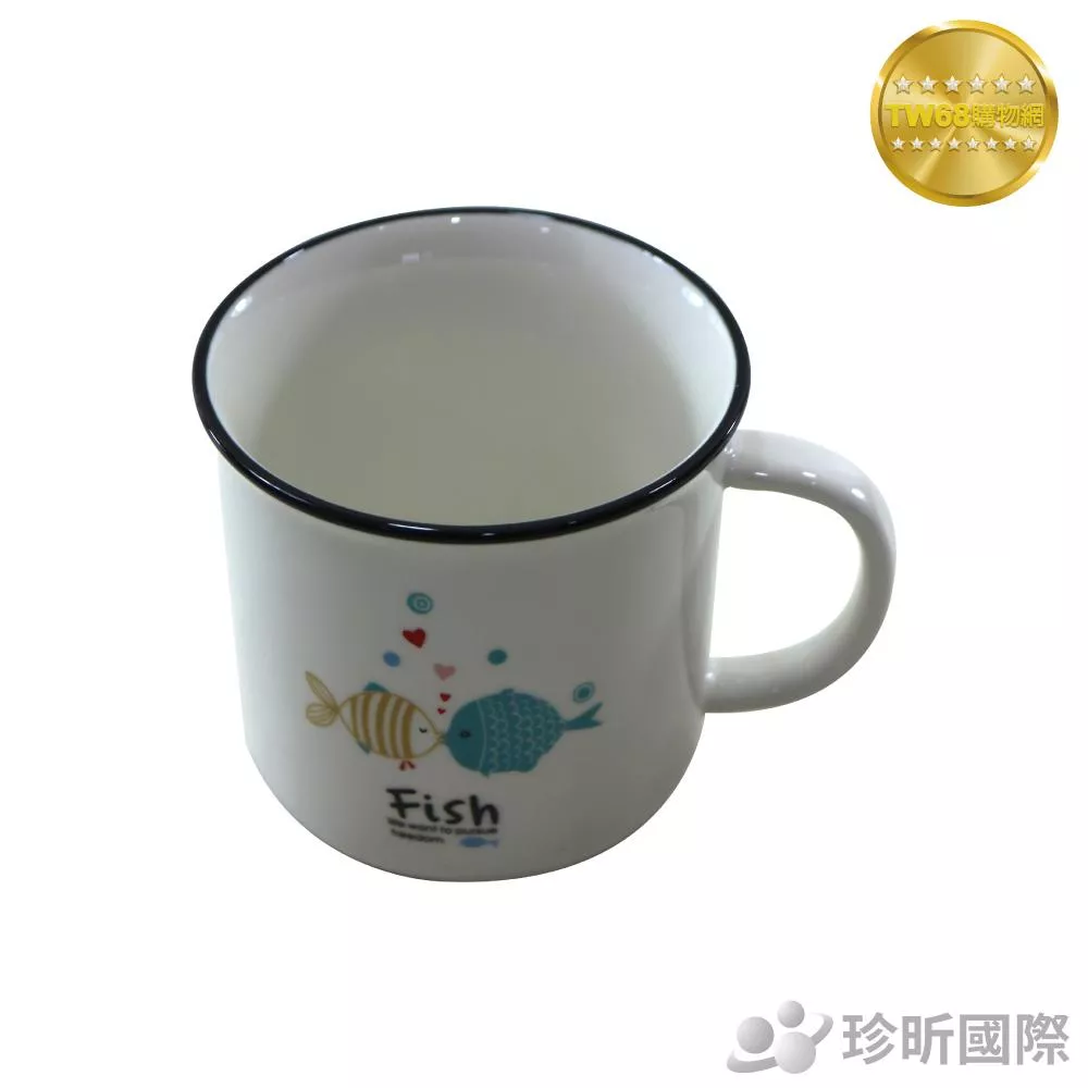 台灣現貨【TW68】陶瓷雙魚造型馬克杯(約直徑8x高10cm)/杯子/馬克杯/陶瓷杯