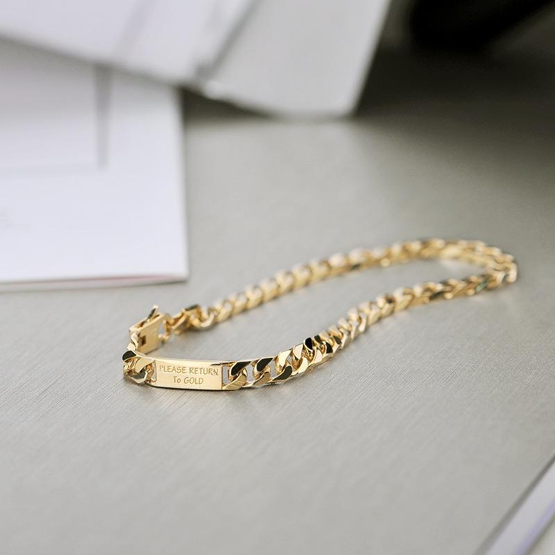 14k金手鍊 光面坦克鏈手鐲鏈 寬度長度定制 黃金珠寶首飾