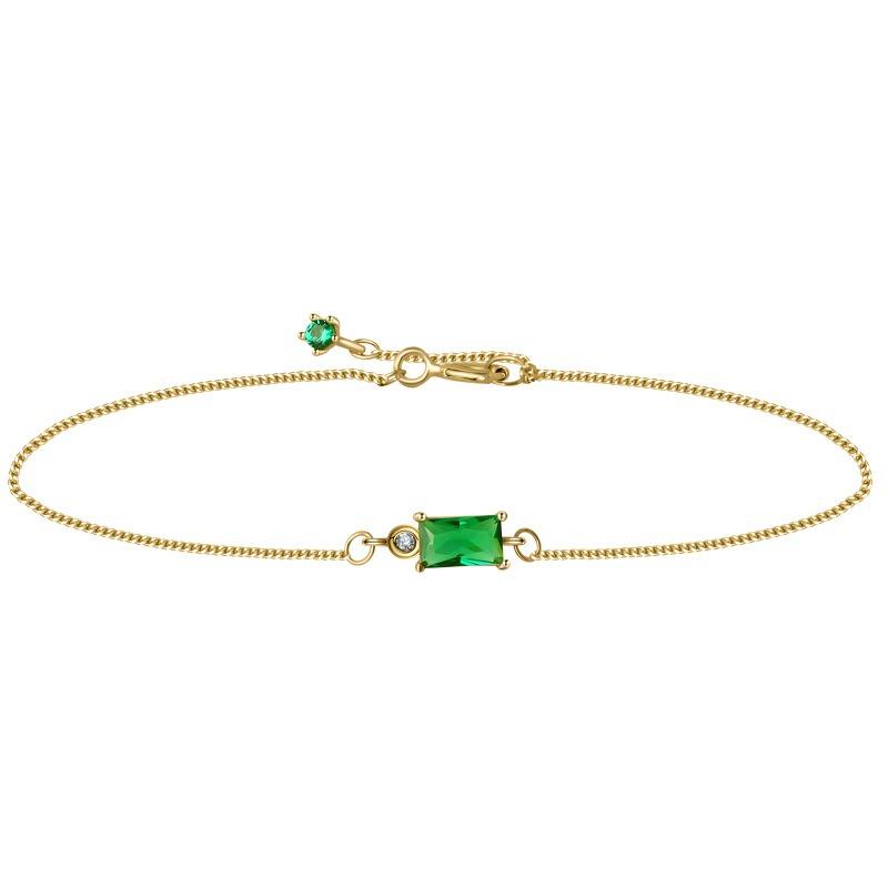 14k金手鍊 祖母綠色寶石調節鏈 黃金珠寶首飾