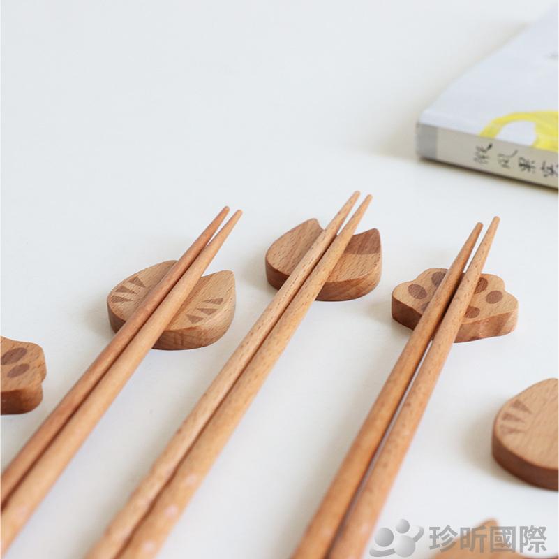 【珍昕】貓咪造型櫸木筷架(約長4x寬3、4x高1cm)~3款可選/筷托/筷子架/創意餐具