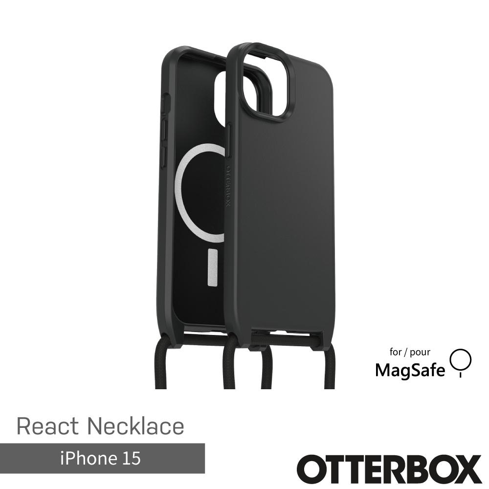 【OtterBox】OtterBox  iPhone 15 6.1吋 ReactNecklace 簡約掛繩輕透防摔殼(黑)
