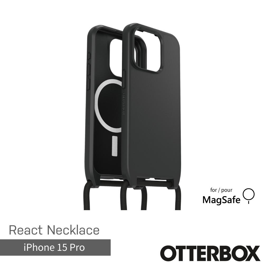 【OtterBox】OtterBox  iPhone 15 Pro 6.1吋 ReactNecklace 簡約掛繩輕透防摔殼(黑)
