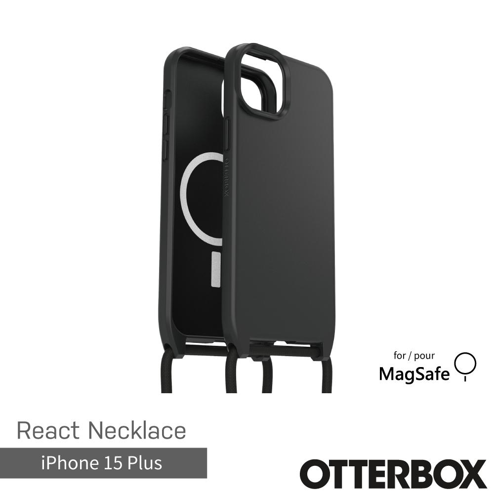 【OtterBox】OtterBox  iPhone 15 Plus 6.7吋 ReactNecklace 簡約掛繩輕透防摔殼(黑)