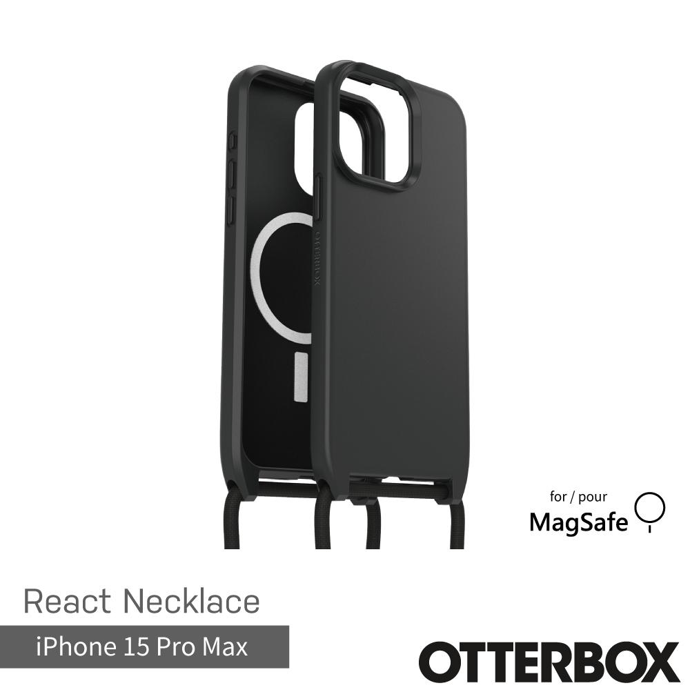 【OtterBox】OtterBox  iPhone 15 Pro Max 6.7吋 ReactNecklace 簡約掛繩輕透防摔殼(黑)