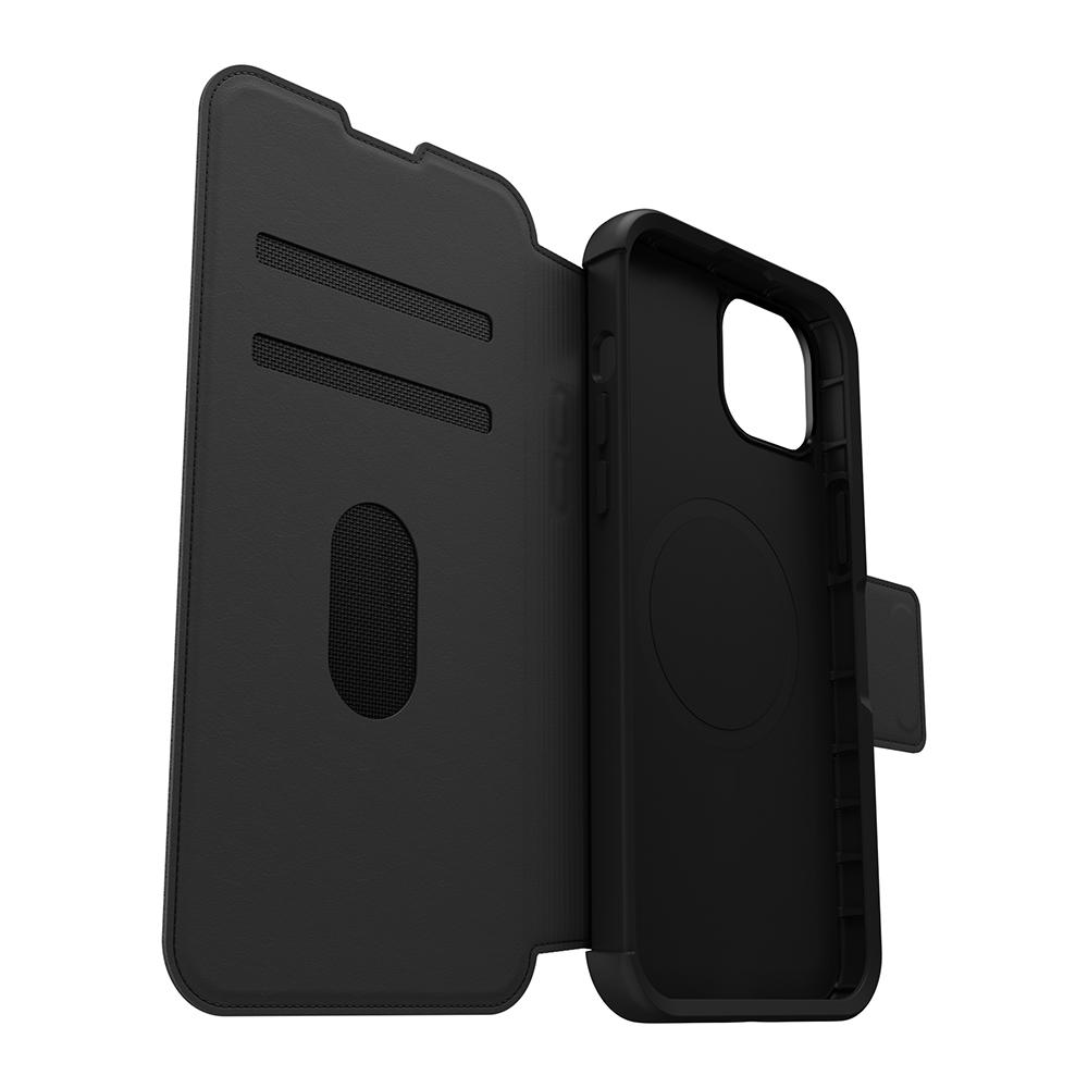 【OtterBox】OtterBox  iPhone 15 Plus 6.7吋 Strada 步道者系列真皮掀蓋保護殼-黑(支援MagSafe)