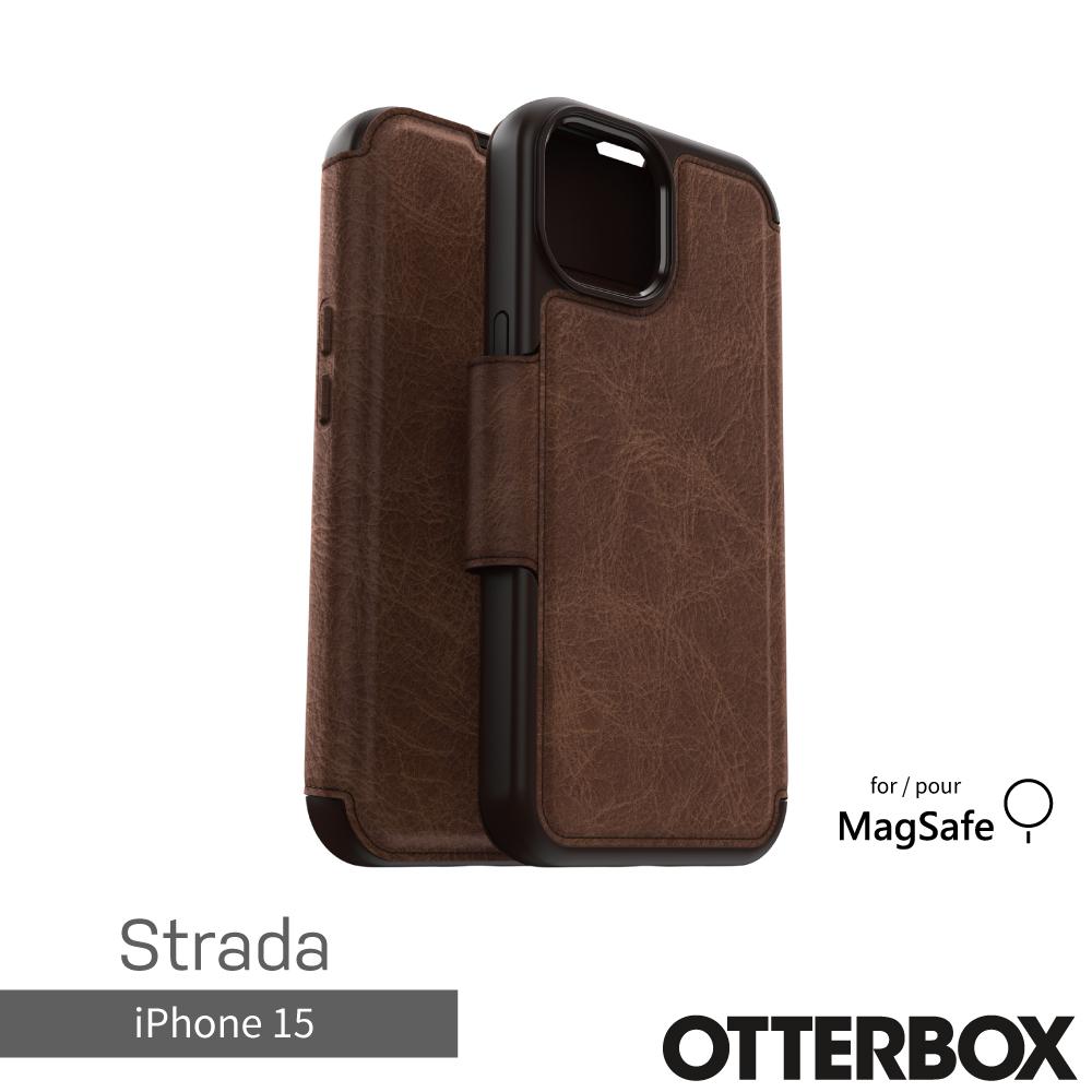 【OtterBox】OtterBox  iPhone 15 6.1吋 Strada 步道者系列真皮掀蓋保護殼-棕(支援MagSafe)