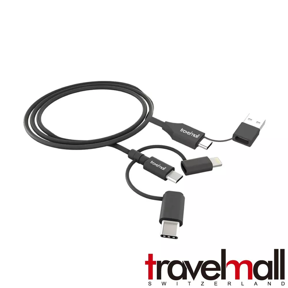 Travelmall 5IN1 Type-C / USB-A 1M 數據/快充線-Lightning, Micro-USB &amp; USB-C cable-黑