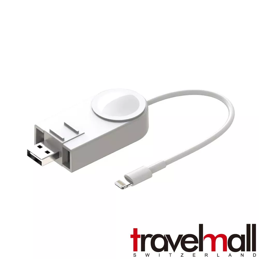 TravelMall 2in1 Lightning 數據/傳輸線+Apple Watch 磁吸充電-白