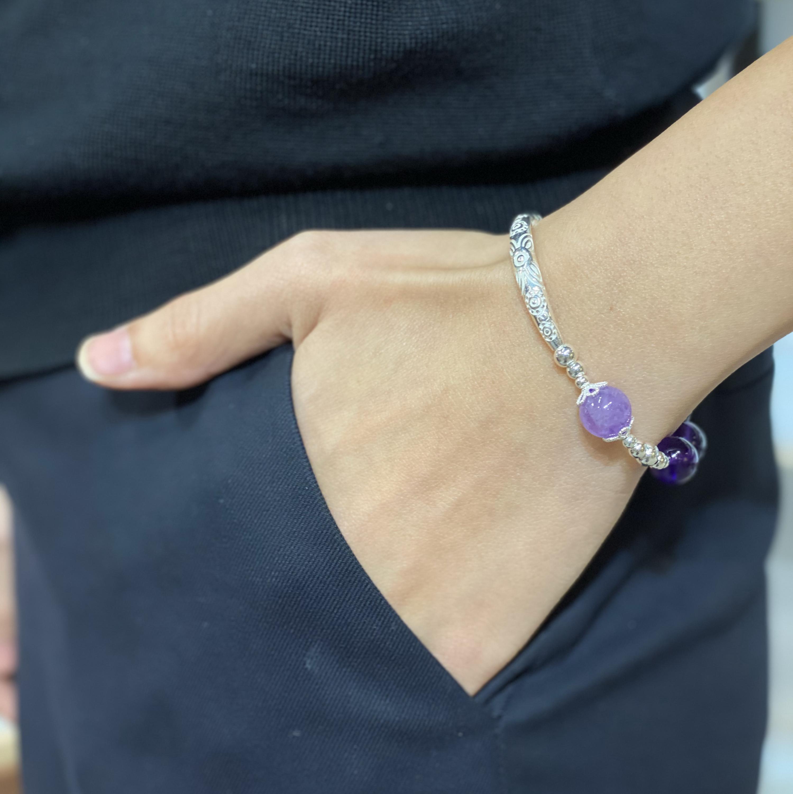 半月彎彎紫水晶純銀手環