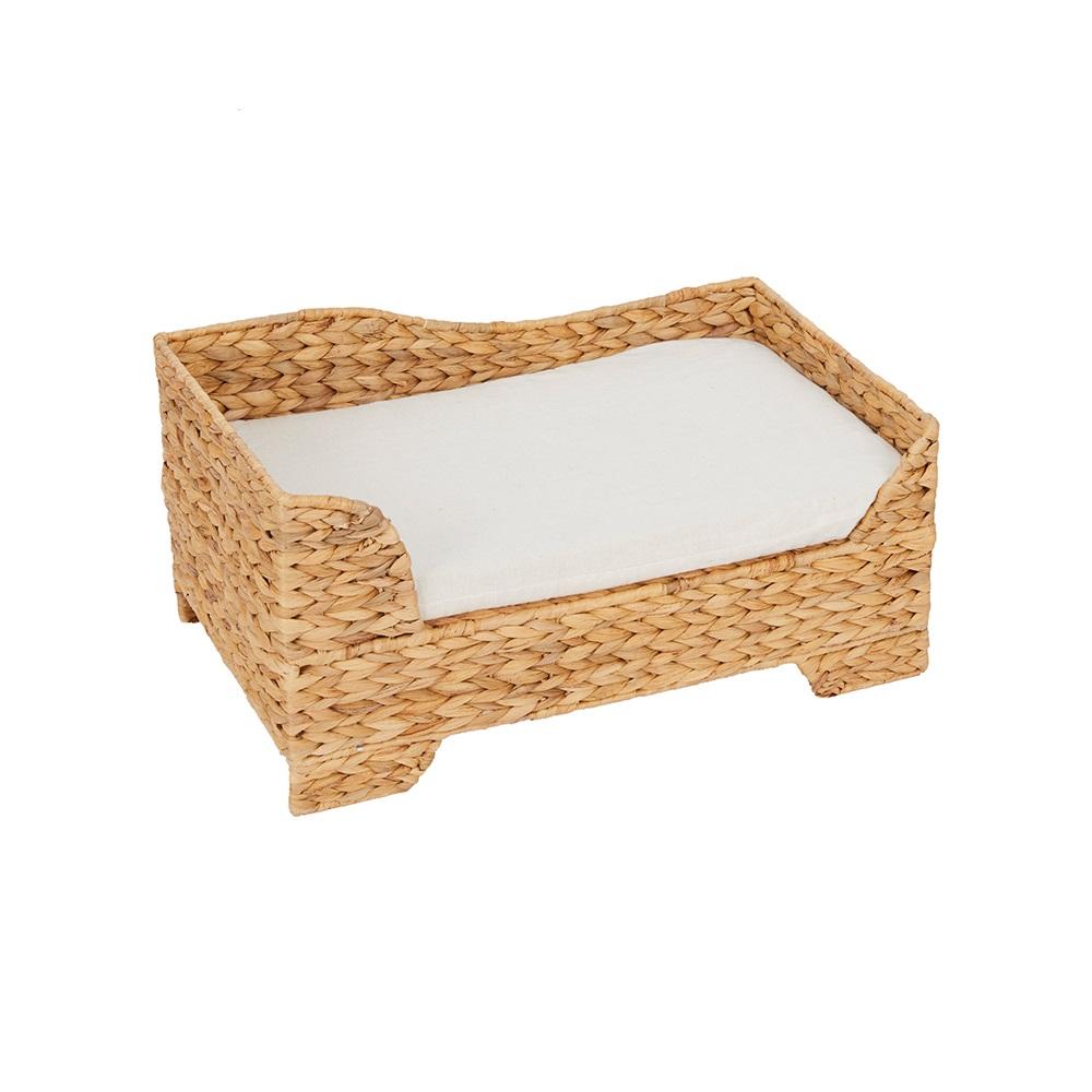 【Teamson pets】天然編織方形寵物床(附棉墊，可拆換洗)