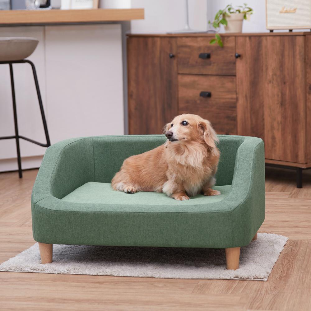 【Teamson pets】居家風寵物沙發床-海綠色 (睡墊可拆洗)