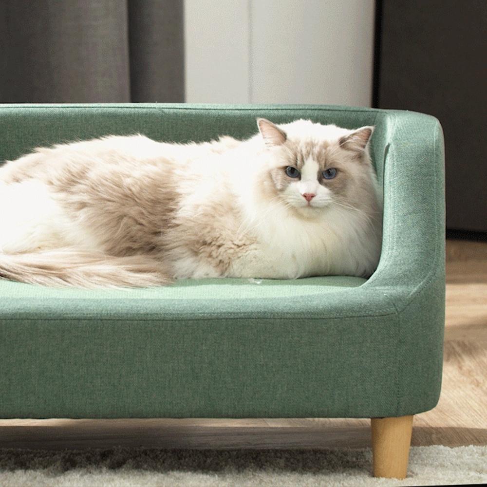 【Teamson pets】居家風寵物沙發床-海綠色 (睡墊可拆洗)