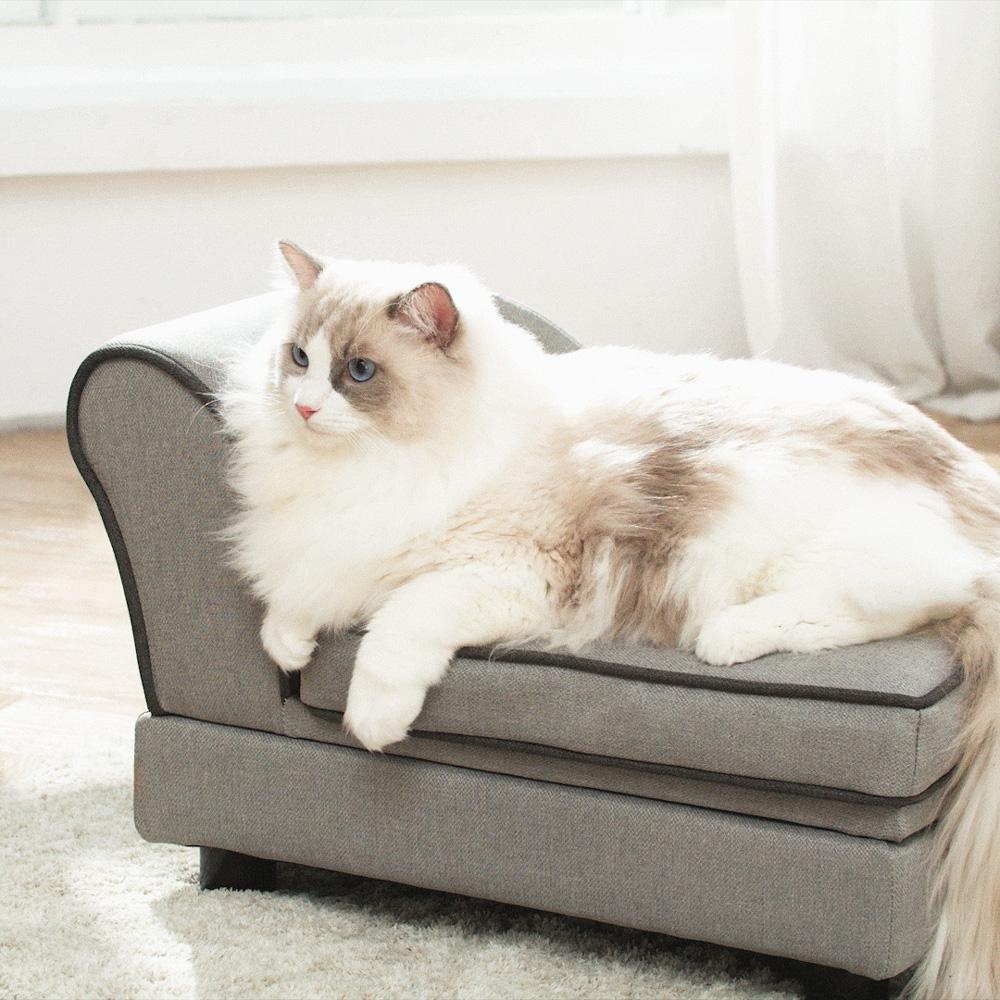 【Teamson pets】可置物功能 寵物貴妃沙發躺椅-小 (附可拆換洗坐墊)