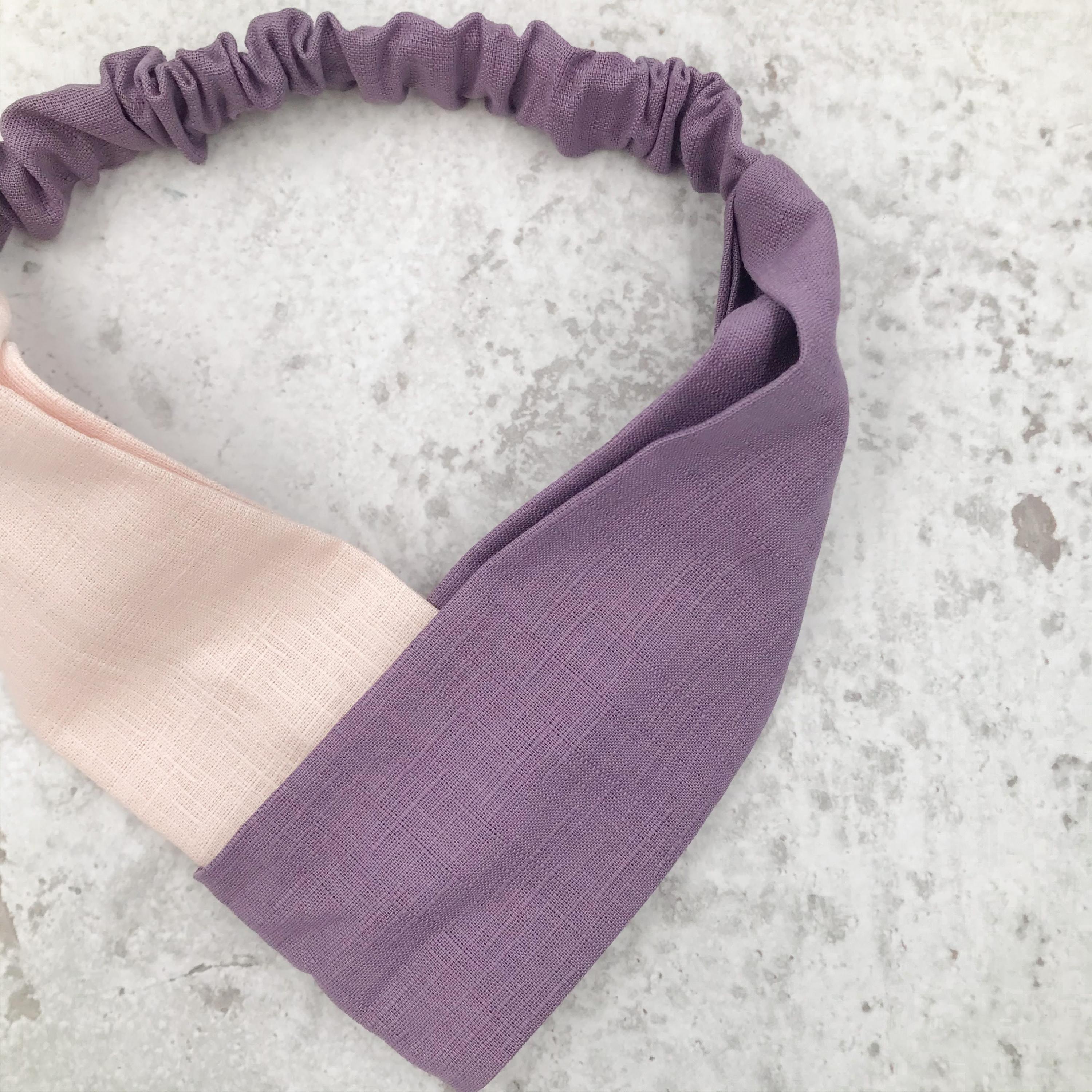 素色寬版交叉髮帶【淺粉紫】雙拼設計