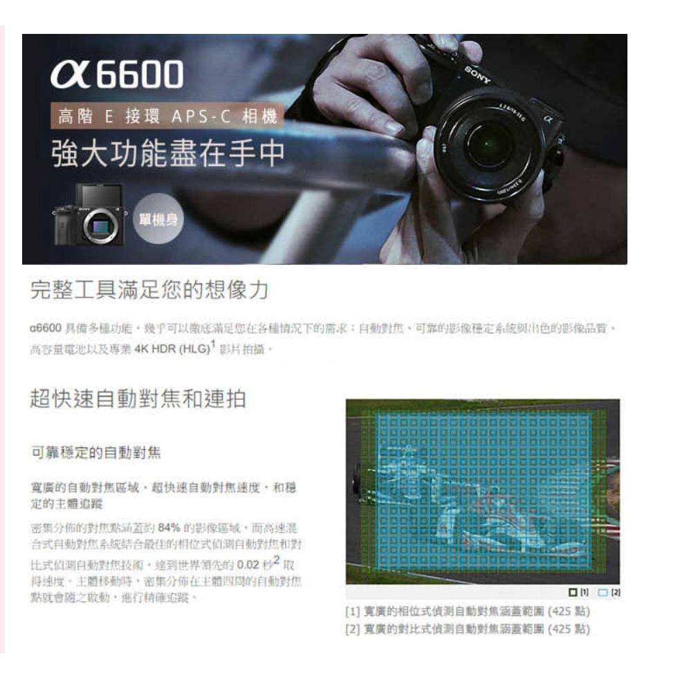 SONY 索尼 數位單眼相機 A6600 ILCE-6600 a6600 單機身(公司貨)